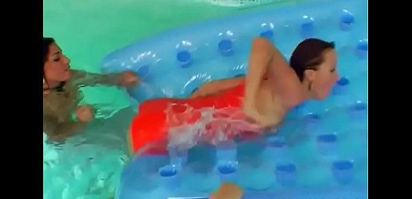  Youthful teen delights with mama in the pool for a complete play